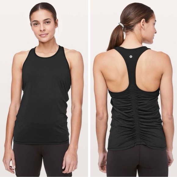 lululemon athletica Tops - LULULEMON Black Ruche of Adrenaline Tank Top Racerback Size 12